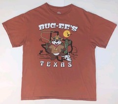 Buc-ees Texas T-shirt Sheriff Beaver Burnt Orange Lasso Western Shirt Size Large