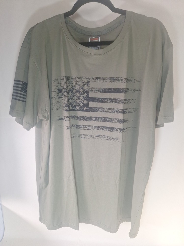 USA Distressed Flag Men’s T Shirt Patriotic American Tee XL New Army Green