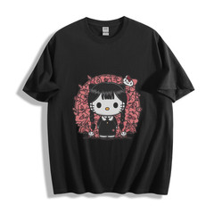 Unisex Hello Kitty as Wednesday Addams Graphic T – Shirt