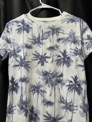 American Eagle Shirt Mens S/P Short Sleeve White Blue Palm Trees Seriously Soft