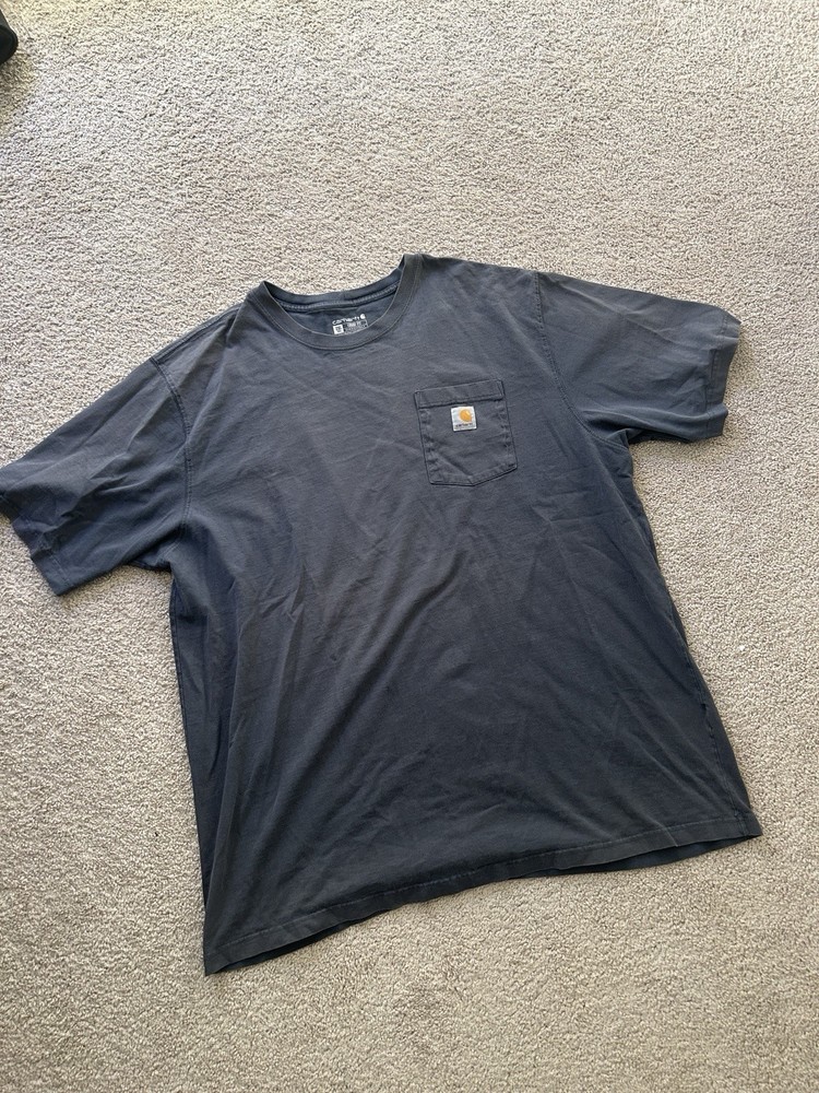 Carhartt Men’s Gray Pocket Logo T-Shirt 2XL Regular Crew Neck Short Sleeve