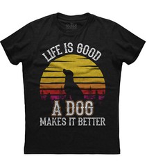 Life Is Good A Dog Makes It Better Classy Unisex Black T-Shirt