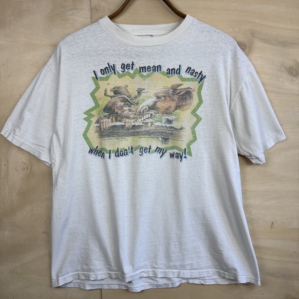 Vintage 90s Mean And Nasty Cowboy Horse Western Single Stitch Funny Shirt Sz XL