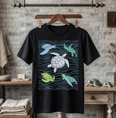 Colorful Sea Turtles – Animal Whisperer Ocean Beach Lover T-Shirt – H075