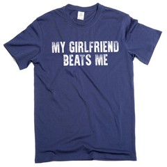 Men’s Funny My Girlfriend beats me humorous T-shirt Valentine’s day Tee