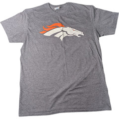 Denver Broncos Heather Gray Tri-Blend Cotton-Poly Blend T-Shirt Size Large