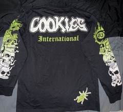 Cookies Men’s Big & Tall 1X Black Long Sleeve Skull Graphic Crew Neck T-Shirt