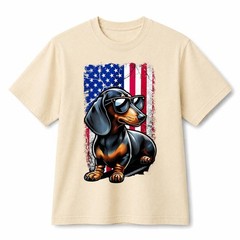 Cool Dachshund USA Distressed Flag Patriotic Graphic Cotton T-Shirt Unisex