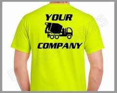 HI-VISIBILITY T-SHIRT SAFETY YELLOW CUSTOM DESIGN/TEXT FRONT&BACK BLACK DESIGN