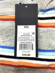 Men’s Short Sleeve T-Shirt Original Use Heathered Gray/Striped Size XXL