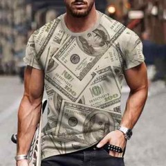 Men`s Dollar T Shirt Short Sleeves Bill Dollar Money Clothing Tops Funny Tshirts
