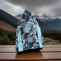 Habit Mens 2XL Summit View Hooded UPF 50+ Performance Layer Veil Camo Aqua Blue