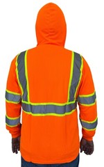 Hoodie Orange High Visibility Safety Shirt With Reflective Stripes