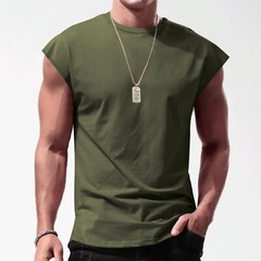 Mens Casual Sleeveless T-Shirt Solid Color Vest Tank Tops for Vacation Travel