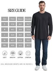 Mens Long Sleeve Shirts Cotton Moisture Wicking Undershirt Comfort Pullover Tops
