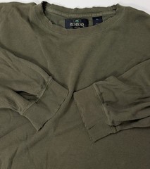 Distressed Waffle-Knit Shirt Men XXL Boxy Grunge Minimal Olive Midweight Vintage