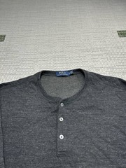 Polo Ralph Lauren Shirt Mens Xl Black Cotton Henley *