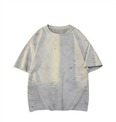 Men’s Sport Short Sleeve Ripped T-Shirt Classic Casual Slim Fit Shirts