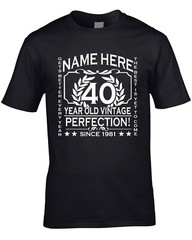 40th Birthday T-Shirt Customise Personalised Name, Year, Age Gift 3XL 4XL 5XL