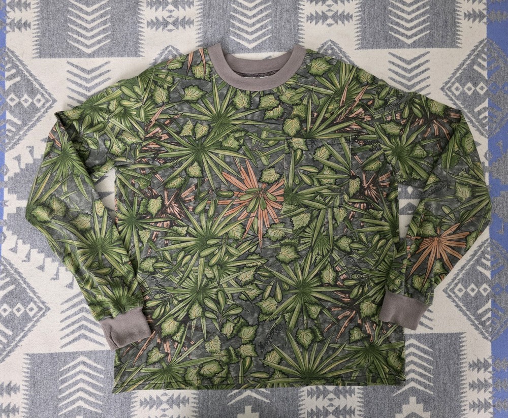 Vintage 90s DK Flatwoods Palmetto Camouflage Longsleeve T-shirt Men’s Sz S USA