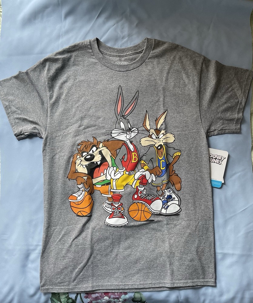 Looney Tunes Tee Tazz Bugs Coyote Dk Grey Size M