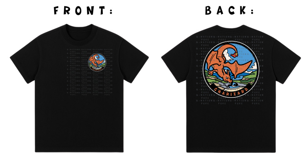 POKENATION CHARIZARD SHORT-SLEEVE CREW NECK TSHIRT (SHIRT IS PROCLUB)