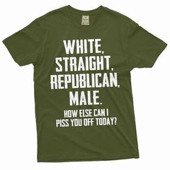 Men’s Funny Shirt White Straight Republican Male Shirt Dad Grandpa Patriotic Tee