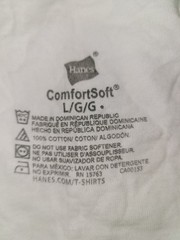 Hanes ComfortSoft Men’s White Crewneck (1) & V-neck Tee (1), Size Large