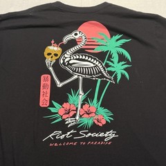 Riot Society Shirt Mens XL Black Skeleton Flamingo Welcome To Paradise Tee