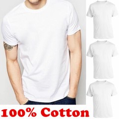 3-6 Packs Men 100% Thick Cotton Crew-Neck V-Neck T-Shirt Casual Tee White S-4XL