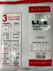 LUX PREMIUM JALI 100% COTTON MEN`S TEXTURED T- SHIRT WHITE PACK OF 3 PCS