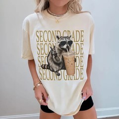 Second Grade Raccoon T Shirt Back To School Cool Trash Panda Graphic Tee