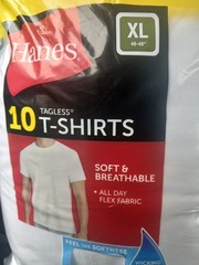 🎯Hanes Super Value Pack 10 Tagless T-Shirts White Extra Large XL 46″-48″ Cotton