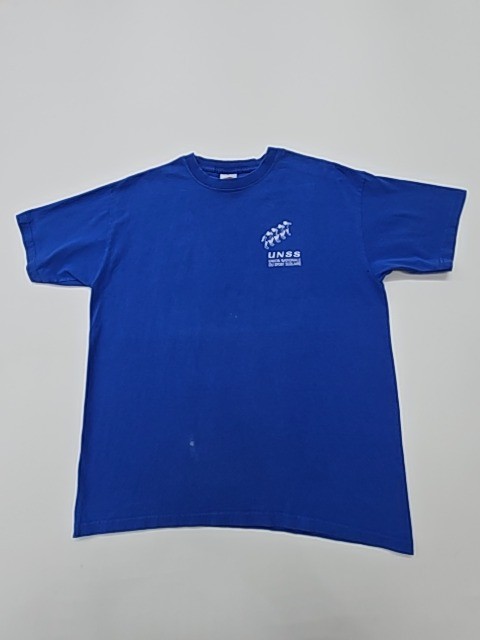 Fruit Of The Loom Unisex Kids T-Shirt Blue Graphic Vineyard Size M Good Condition