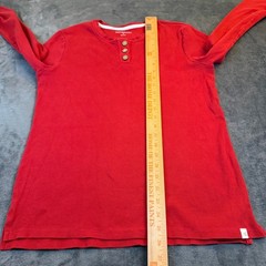 Burt’s Bees Baby Ribbed Henley Shirt Mens Medium Red Long Sleeve Cotton