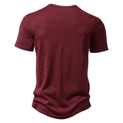 Henley Collar Summer Men Casual Solid Color Short Sleeve T Shirt for Men