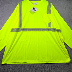 TSA Hi Viz Shirt Mens 6XL Yellow Long Sleeve Pocket Tee Casual Class 1 2 NWT