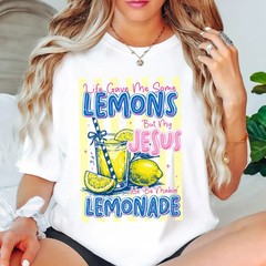 Christian Lemonade T-Shirt Life Gave Me Lemons Jesus Faith Graphic Tee