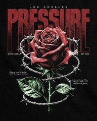 Oversized Graphic Tee Men’s Gothic Style Washed Cotton Shirt Red Rose Design