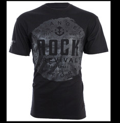ROCK REVIVAL JEANS Black FREEMAN Regular Fit Short Sleeve Graphic T-shirt NWT