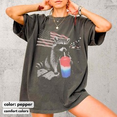 4th of July Raccoon Shirt Funny Patriotic Slushie America 250 Tee