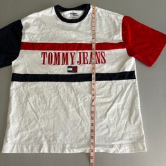 Tommy Jeans Oversized Fit Color Block T-Shirt L Flag Logo Embroidered VTG 90 80