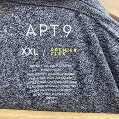 APT.9 Shirt Mens 2XL Gray Heather Premier Flex Short Sleeve Henley Tee Stretch