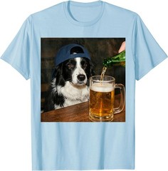 Border Collie Drinking Beer Funny Dog Meme T-Shirt