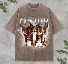 Custom Pet Portrait Comfort Tee Personalized Retro Dog Cat Art Gift