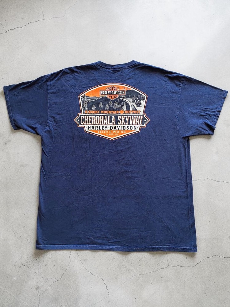 Harley-Davidson Men T-Shirt XL Regular Fit Navy Blue Cottton Tee Vintage Biker