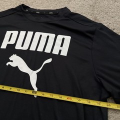PUMA Black T Shirt White Logo Stretch Sweat Proof Forever Better Mens Large L