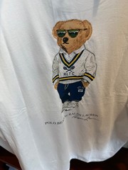 Polo Ralph Lauren White PREPPY TENNIS BEAR Short Sleeve POCKET T Shirt