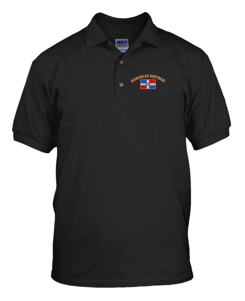 DOMINICAN REPUBLIC FLAG Embroidery Embroidered Golf Polo Shirt