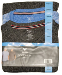 NWT Member’s Mark Mens Soft Wash Tee 2 Pack Charcoal/Navy Stripe Large